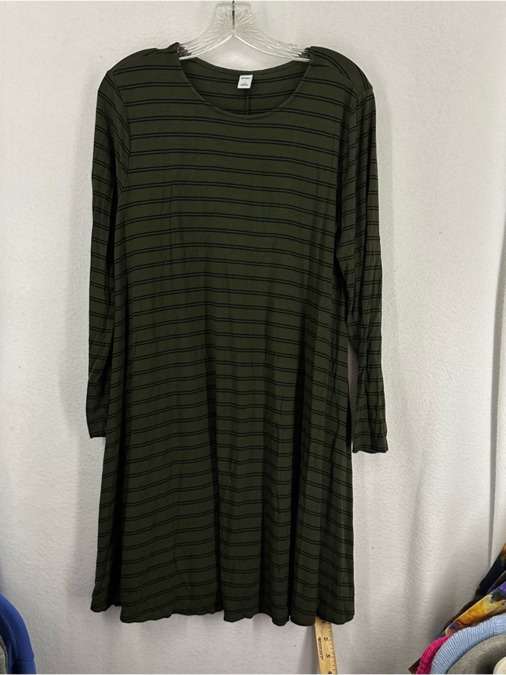 Old Navy Striped Long Sleeve Dress Grunge Alt‎ Large Green